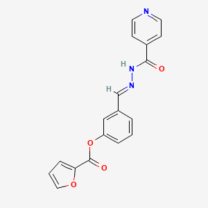 molecular formula C18H13N3O4 B5545733 3-(2-isonicotinoylcarbonohydrazonoyl)phenyl 2-furoate 