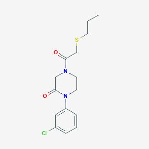 molecular formula C15H19ClN2O2S B5545741 1-(3-chlorophenyl)-4-[(propylthio)acetyl]-2-piperazinone 