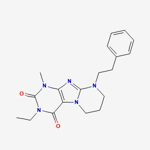 molecular formula C19H23N5O2 B5545743 3-ethyl-1-methyl-9-(2-phenylethyl)-6,7,8,9-tetrahydropyrimido[2,1-f]purine-2,4(1H,3H)-dione 