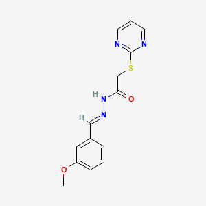 molecular formula C14H14N4O2S B5545763 N'-(3-甲氧基亚苄基)-2-(2-嘧啶硫基)乙酰肼 