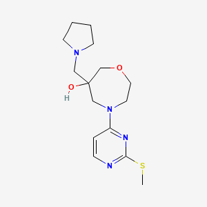 molecular formula C15H24N4O2S B5545771 4-[2-(methylthio)pyrimidin-4-yl]-6-(pyrrolidin-1-ylmethyl)-1,4-oxazepan-6-ol 