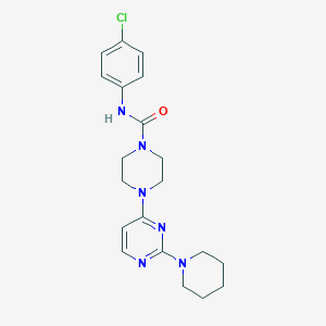 molecular formula C20H25ClN6O B5545817 N-(4-chlorophenyl)-4-[2-(1-piperidinyl)-4-pyrimidinyl]-1-piperazinecarboxamide 