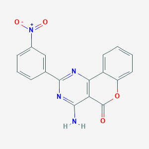 molecular formula C17H10N4O4 B5545839 4-amino-2-(3-nitrophenyl)-5H-chromeno[4,3-d]pyrimidin-5-one 