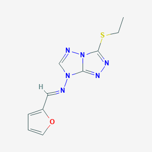 molecular formula C10H10N6OS B5545847 3-(ethylthio)-N-(2-furylmethylene)-7H-[1,2,4]triazolo[4,3-b][1,2,4]triazol-7-amine 