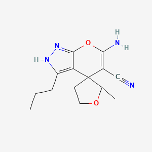 molecular formula C14H18N4O2 B5545869 6'-amino-2-methyl-3'-propyl-4,5-dihydro-2'H-spiro[furan-3,4'-pyrano[2,3-c]pyrazole]-5'-carbonitrile 