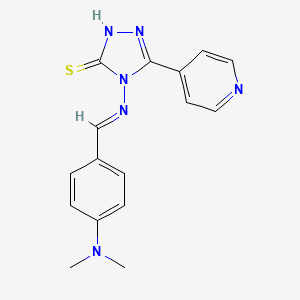 molecular formula C16H16N6S B5545881 4-{[4-(dimethylamino)benzylidene]amino}-5-(4-pyridinyl)-4H-1,2,4-triazole-3-thiol 
