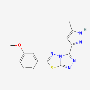 molecular formula C14H12N6OS B5545895 6-(3-methoxyphenyl)-3-(3-methyl-1H-pyrazol-5-yl)[1,2,4]triazolo[3,4-b][1,3,4]thiadiazole 