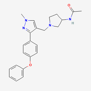 molecular formula C23H26N4O2 B5545934 N-(1-{[1-甲基-3-(4-苯氧基苯基)-1H-吡唑-4-基]甲基}-3-吡咯烷基)乙酰胺 