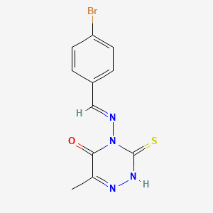 molecular formula C11H9BrN4OS B5545966 4-[(4-bromobenzylidene)amino]-6-methyl-3-thioxo-3,4-dihydro-1,2,4-triazin-5(2H)-one 