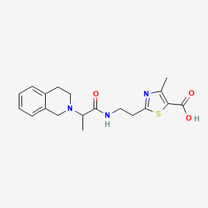 molecular formula C19H23N3O3S B5545977 2-(2-{[2-(3,4-二氢-2(1H)-异喹啉基)丙酰基]氨基}乙基)-4-甲基-1,3-噻唑-5-羧酸 
