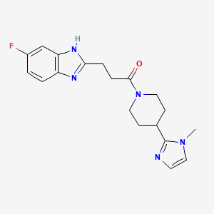 molecular formula C19H22FN5O B5545978 5-fluoro-2-{3-[4-(1-methyl-1H-imidazol-2-yl)-1-piperidinyl]-3-oxopropyl}-1H-benzimidazole 