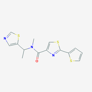 molecular formula C14H13N3OS3 B5546035 N-甲基-N-[1-(1,3-噻唑-5-基)乙基]-2-(2-噻吩基)-1,3-噻唑-4-甲酰胺 