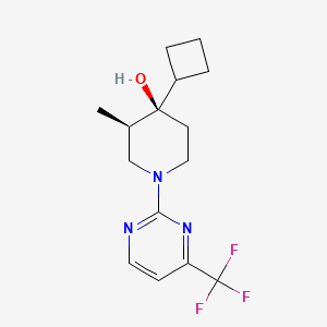 molecular formula C15H20F3N3O B5546045 （3R*，4R*）-4-环丁基-3-甲基-1-[4-(三氟甲基)嘧啶-2-基]哌啶-4-醇 