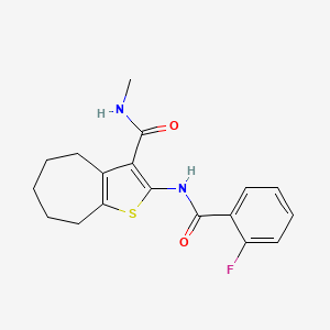 molecular formula C18H19FN2O2S B5546046 2-[(2-fluorobenzoyl)amino]-N-methyl-5,6,7,8-tetrahydro-4H-cyclohepta[b]thiophene-3-carboxamide 