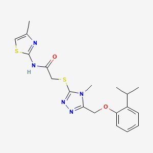 molecular formula C19H23N5O2S2 B5546060 2-({5-[(2-isopropylphenoxy)methyl]-4-methyl-4H-1,2,4-triazol-3-yl}thio)-N-(4-methyl-1,3-thiazol-2-yl)acetamide 