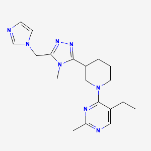 molecular formula C19H26N8 B5546065 5-ethyl-4-{3-[5-(1H-imidazol-1-ylmethyl)-4-methyl-4H-1,2,4-triazol-3-yl]piperidin-1-yl}-2-methylpyrimidine 