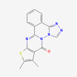 molecular formula C16H11N5OS B5546082 10,11-dimethyl-12H-thieno[2',3':4,5]pyrimido[2,1-a][1,2,4]triazolo[4,3-c]phthalazin-12-one 