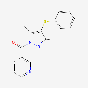 molecular formula C17H15N3OS B5546085 3-{[3,5-dimethyl-4-(phenylthio)-1H-pyrazol-1-yl]carbonyl}pyridine 