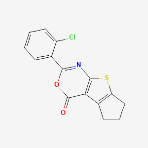 molecular formula C15H10ClNO2S B5546108 2-(2-chlorophenyl)-6,7-dihydro-4H,5H-cyclopenta[4,5]thieno[2,3-d][1,3]oxazin-4-one 