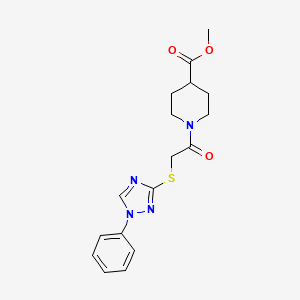 molecular formula C17H20N4O3S B5546117 methyl 1-{[(1-phenyl-1H-1,2,4-triazol-3-yl)thio]acetyl}-4-piperidinecarboxylate 