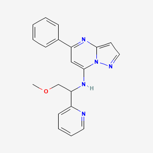 molecular formula C20H19N5O B5546130 N-(2-甲氧基-1-吡啶-2-基乙基)-5-苯基吡唑并[1,5-a]嘧啶-7-胺 