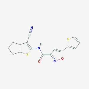 molecular formula C16H11N3O2S2 B5546200 N-(3-cyano-5,6-dihydro-4H-cyclopenta[b]thien-2-yl)-5-(2-thienyl)-3-isoxazolecarboxamide 