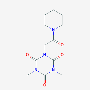 molecular formula C12H18N4O4 B5546244 1,3-dimethyl-5-[2-oxo-2-(1-piperidinyl)ethyl]-1,3,5-triazinane-2,4,6-trione 
