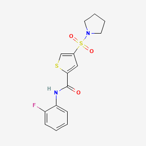 molecular formula C15H15FN2O3S2 B5546292 N-(2-氟苯基)-4-(1-吡咯烷基磺酰基)-2-噻吩甲酰胺 