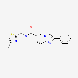 molecular formula C20H18N4OS B5546330 N-methyl-N-[(4-methyl-1,3-thiazol-2-yl)methyl]-2-phenylimidazo[1,2-a]pyridine-6-carboxamide 
