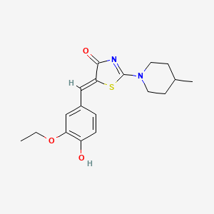 molecular formula C18H22N2O3S B5546349 5-(3-ethoxy-4-hydroxybenzylidene)-2-(4-methyl-1-piperidinyl)-1,3-thiazol-4(5H)-one 