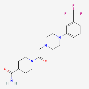 molecular formula C19H25F3N4O2 B5546372 1-({4-[3-(trifluoromethyl)phenyl]-1-piperazinyl}acetyl)-4-piperidinecarboxamide 