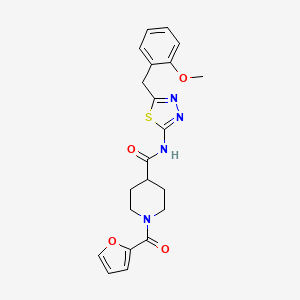 molecular formula C21H22N4O4S B5546382 1-(2-呋喃酰基)-N-[5-(2-甲氧苄基)-1,3,4-噻二唑-2-基]哌啶-4-甲酰胺 