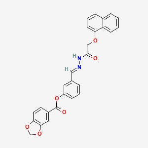 molecular formula C27H20N2O6 B5546395 3-{2-[(1-萘氧基)乙酰基]碳酰肼酰基}苯基 1,3-苯并二氧杂环-5-羧酸酯 