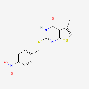 molecular formula C15H13N3O3S2 B5546402 5,6-dimethyl-2-[(4-nitrobenzyl)thio]thieno[2,3-d]pyrimidin-4-ol 