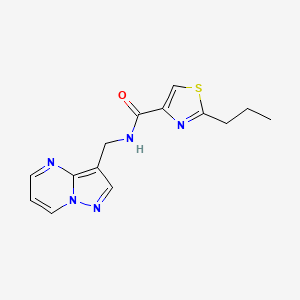 molecular formula C14H15N5OS B5546444 2-propyl-N-(pyrazolo[1,5-a]pyrimidin-3-ylmethyl)-1,3-thiazole-4-carboxamide 