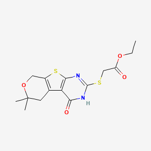 ethyl [(6,6-dimethyl-4-oxo-3,5,6,8-tetrahydro-4H-pyrano[4',3':4,5]thieno[2,3-d]pyrimidin-2-yl)thio]acetate