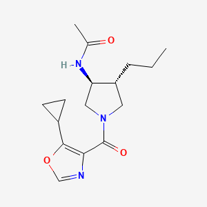 molecular formula C16H23N3O3 B5546473 N-{(3S*,4R*)-1-[(5-环丙基-1,3-恶唑-4-基)羰基]-4-丙基-3-吡咯烷基}乙酰胺 