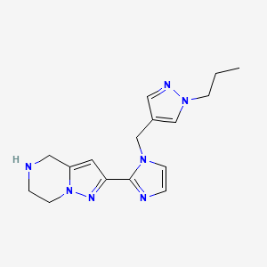 molecular formula C16H21N7 B5546502 2-{1-[(1-propyl-1H-pyrazol-4-yl)methyl]-1H-imidazol-2-yl}-4,5,6,7-tetrahydropyrazolo[1,5-a]pyrazine dihydrochloride 