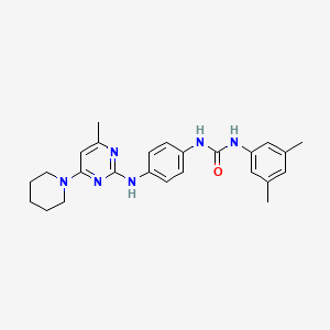 molecular formula C25H30N6O B5546510 N-(3,5-dimethylphenyl)-N'-(4-{[4-methyl-6-(1-piperidinyl)-2-pyrimidinyl]amino}phenyl)urea 