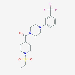 molecular formula C19H26F3N3O3S B5546530 1-{[1-(ethylsulfonyl)-4-piperidinyl]carbonyl}-4-[3-(trifluoromethyl)phenyl]piperazine 