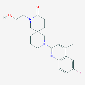 molecular formula C21H26FN3O2 B5546540 8-(6-fluoro-4-methyl-2-quinolinyl)-2-(2-hydroxyethyl)-2,8-diazaspiro[5.5]undecan-3-one 