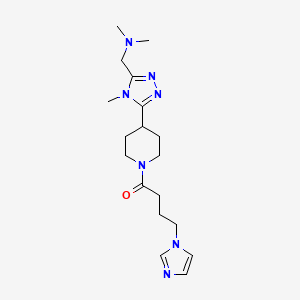 molecular formula C18H29N7O B5546566 1-(5-{1-[4-(1H-imidazol-1-yl)butanoyl]piperidin-4-yl}-4-methyl-4H-1,2,4-triazol-3-yl)-N,N-dimethylmethanamine 