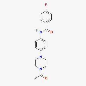 molecular formula C19H20FN3O2 B5546608 N-[4-(4-acetyl-1-piperazinyl)phenyl]-4-fluorobenzamide 
