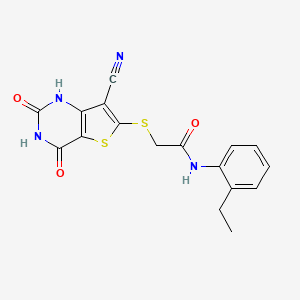 molecular formula C17H14N4O3S2 B5546615 2-[(7-cyano-4-hydroxy-2-oxo-1,2-dihydrothieno[3,2-d]pyrimidin-6-yl)thio]-N-(2-ethylphenyl)acetamide 