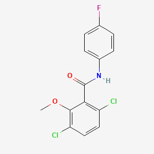 molecular formula C14H10Cl2FNO2 B5546670 3,6-dichloro-N-(4-fluorophenyl)-2-methoxybenzamide 