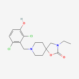 molecular formula C16H20Cl2N2O3 B5546685 8-(2,6-dichloro-3-hydroxybenzyl)-3-ethyl-1-oxa-3,8-diazaspiro[4.5]decan-2-one 