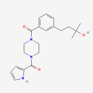molecular formula C21H27N3O3 B5546702 2-methyl-4-(3-{[4-(1H-pyrrol-2-ylcarbonyl)-1-piperazinyl]carbonyl}phenyl)-2-butanol 