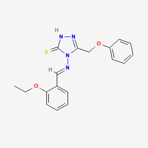 molecular formula C18H18N4O2S B5546710 4-[(2-ethoxybenzylidene)amino]-5-(phenoxymethyl)-4H-1,2,4-triazole-3-thiol 