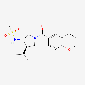 molecular formula C18H26N2O4S B5546731 N-[(3S*,4R*)-1-(3,4-二氢-2H-色满-6-酰基羰基)-4-异丙基-3-吡咯烷基]甲磺酰胺 