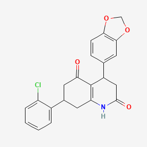 molecular formula C22H18ClNO4 B5546770 4-(1,3-苯并二氧杂环-5-基)-7-(2-氯苯基)-4,6,7,8-四氢-2,5(1H,3H)-喹啉二酮 